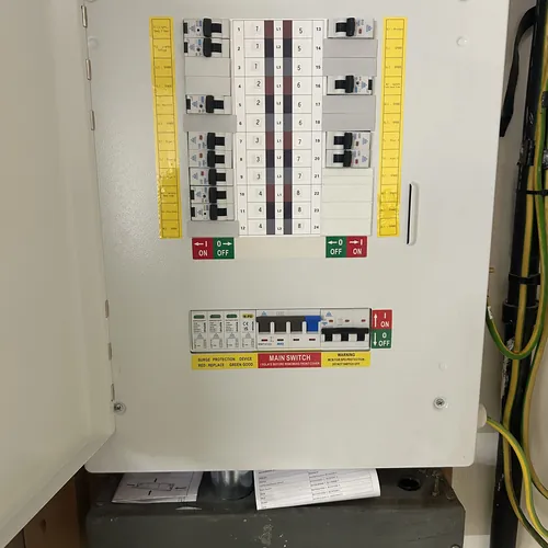 Commercial distribution board, typical work for domestic and commercial electricians in Birmingham