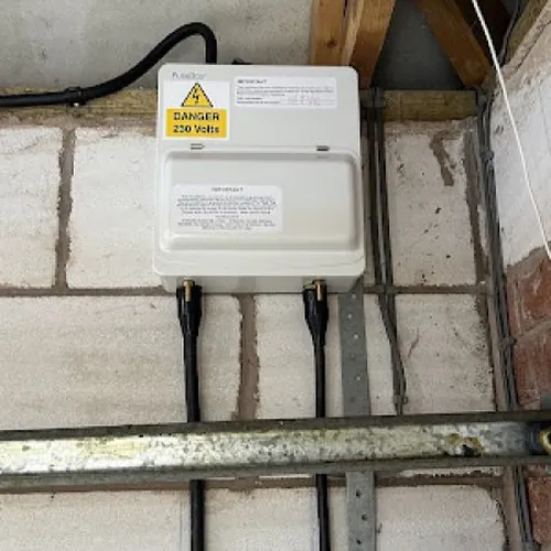 Garage consumer unit with armoured cable, an outbuilding supply by a Selly Oak electrician