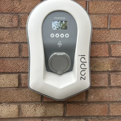 White myenergi Zappi untethered charger, which can charge from surplus solar